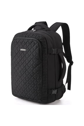 Travel Backpack, 30L Flight Approved Carry on Backpack, 17.3 Inch TSA Personal Item Suitcase for Travel, Quilted Black