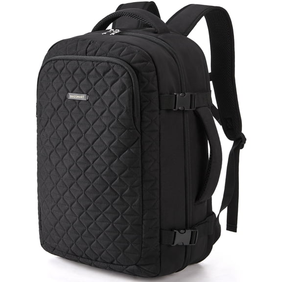 BAGSMART Travel Backpack, 30L Flight Approved Carry on Backpack, 17.3 Inch TSA Personal Item Suitcase for Travel, Quilted Black