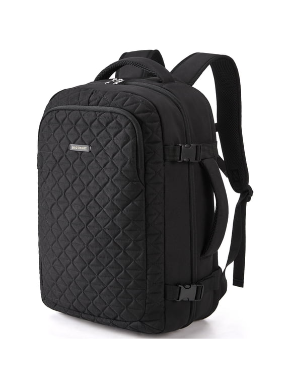 Travel Backpack, 30L Flight Approved Carry on Backpack, 17.3 Inch TSA Personal Item Suitcase for Travel, Quilted Black
