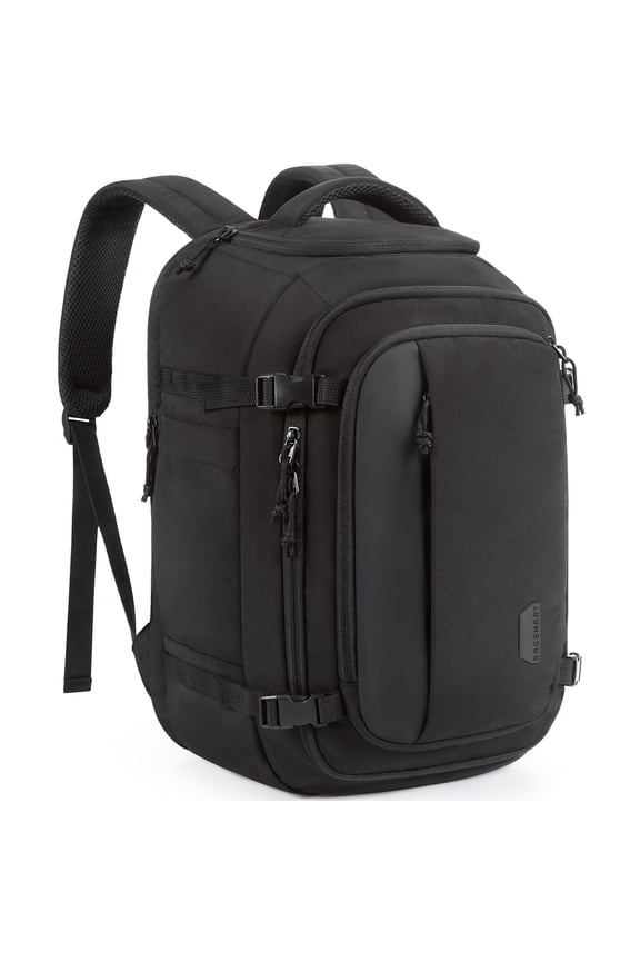 Travel Backpack Carry on Flight Approved, 28L Lightweight Backpack Fits 17.3 Inch Laptop for Men Women, Water Resistant Personal Item Travel Bag with USB Charging Port, Black
