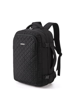 Travel Backpack, 30L Flight Approved Carry on Backpack, 17.3 Inch TSA Personal Item Suitcase for Travel, Quilted Black