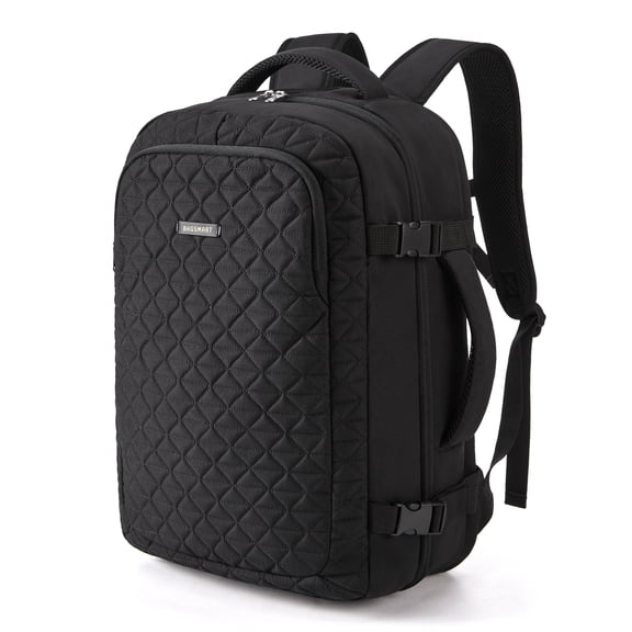 BAGSMART Travel Backpack, 30L Flight Approved Carry on Backpack, 17.3 Inch TSA Personal Item Suitcase for Travel, Quilted Black