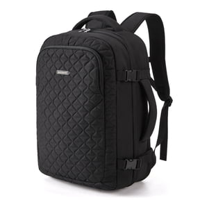 BAGSMART Travel Backpack, 30L Flight Approved Carry on Backpack, 17.3 Inch TSA Personal Item Suitcase for Travel, Quilted Black