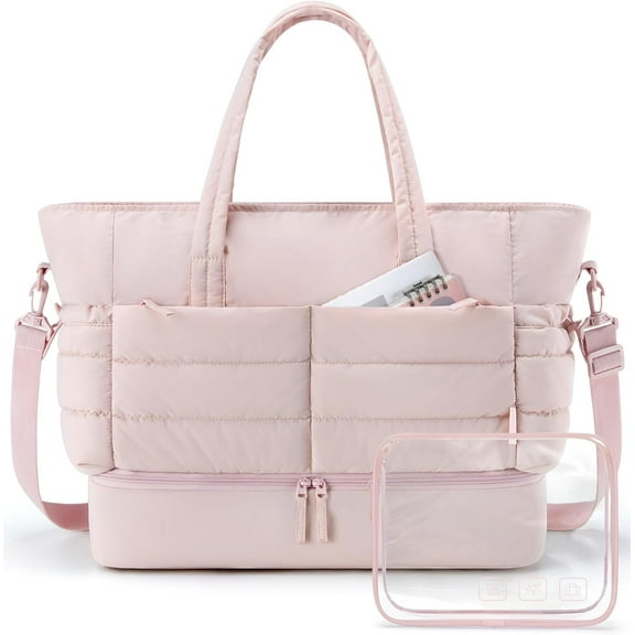 BAGSMART Travel Duffel Bag, Gym Bag for Women with Shoe Compartment, Large Weekender Bags for Women, Workout Overnight Carry on Duffle Bag for Travel, Camel