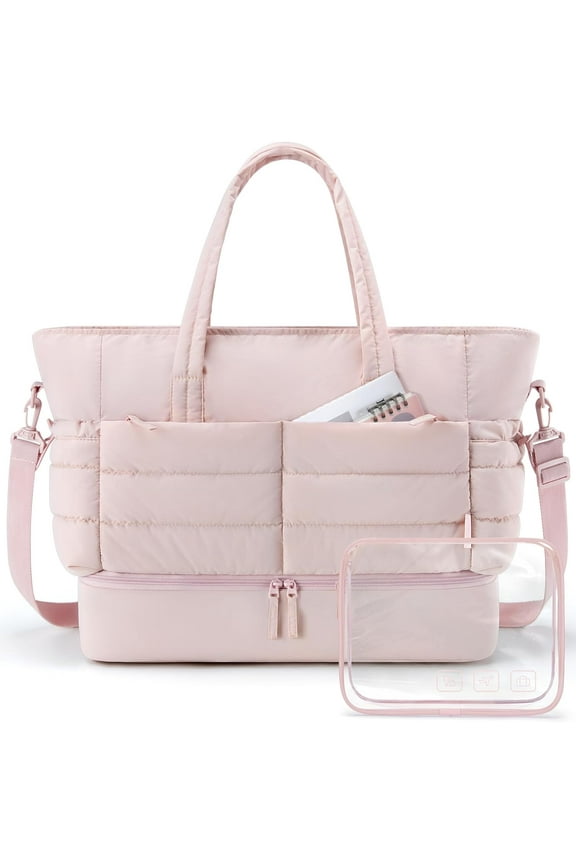 BAGSMART Travel Duffel Bag, Gym Bag for Women with Shoe Compartment, Large Weekender Bags for Women, Workout Overnight Carry on Duffle Bag for Travel, Camel