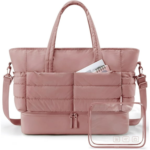 BAGSMART Travel Duffel Bag, Gym Bag for Women with Shoe Compartment, Large Weekender Bags for Women, Workout Overnight Carry on Duffle Bag for Travel, Camel