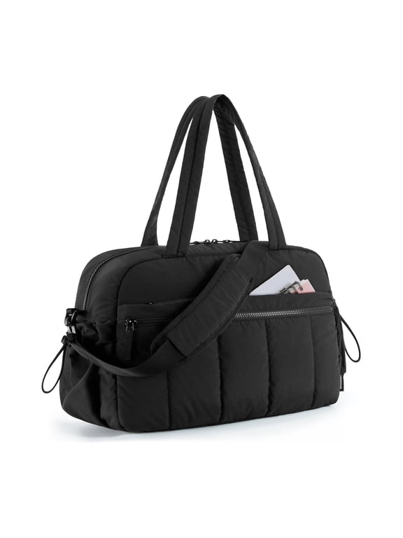 Travel Duffel Bag, Gym Bag for Women with Wet Pocket, Carry on Weekender Bags for Women, Water Resistant Workout Bag Sports Gym, Black