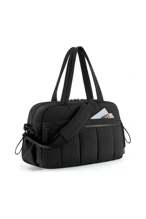 Travel Duffel Bag, Gym Bag for Women with Wet Pocket, Carry on Weekender Bags for Women, Water Resistant Workout Bag Sports Gym, Black