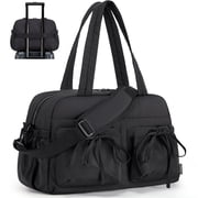 Travel Duffel Bag for Women, Lightweight Fashion Tote Handbag With Bowtie, Water-Resistant Weekender Overnight Sport Gym Bag, Black