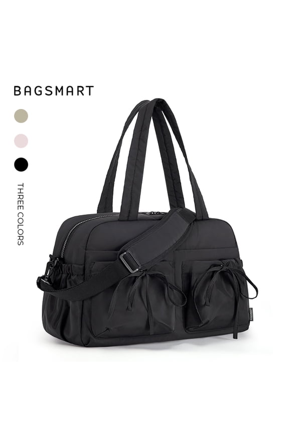 Travel Duffel Bag Gym Bag for Women, Lightweight Carry on Weekender Overnight Tote Bag for Airlines, Waterproof Sport Luggage Bag, Black