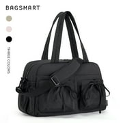 BAGSMART Travel Duffel Bag Gym Bag for Women, Lightweight Carry on Weekender Overnight Tote Bag for Airlines, Waterproof Sport Luggage Bag, Black