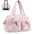 thumbnail image 1 of BAGSMART Travel Duffel Bag for Women, Lightweight Fashion Tote Handbag With Bowtie, Water-Resistant Weekender Overnight Sport Gym Bag, Pink, 1 of 9