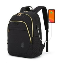 BAGSMART Travel Laptop Backpack, 18.5" Anti Theft Durable Hiking Backpack with USB Charging Port, Casual Daypack College Bookbag Computer Backpack for Women Men, Unisex Adult, Quilted Black