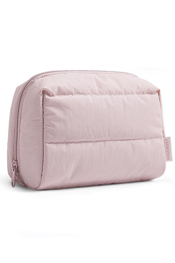 Travel Makeup Bag, Wide Opening Cosmetic Bag Compact & Spacious, Water-Resistant Travel Organizer Pouches for Women, Pink