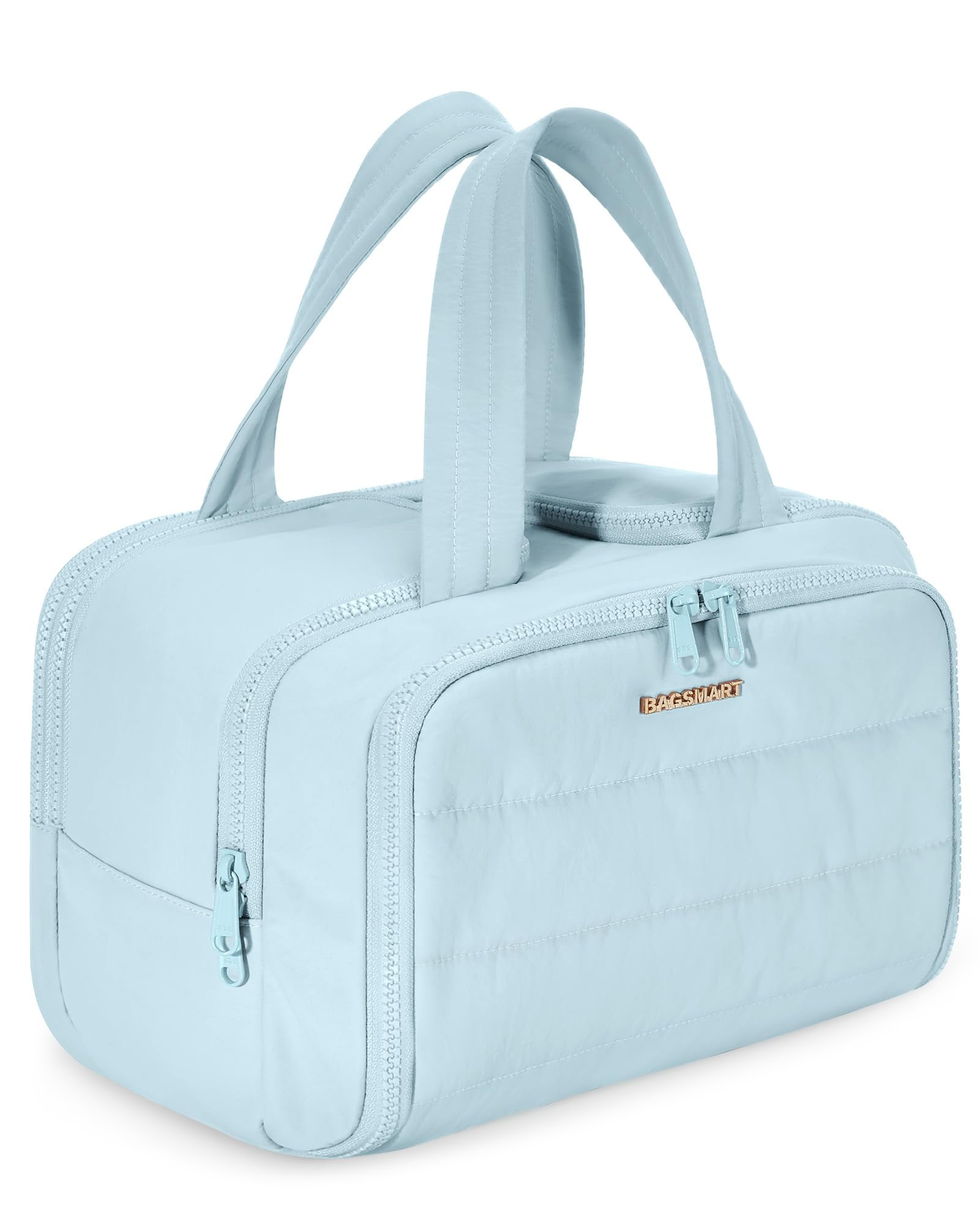 BAGSMART Travel Toiletry Bag Lightweight Large Wide open Travel Bag for Women Puffy Cosmetic Makeup Bag Organizer with Handle for Accessories Essentials Toiletries Cream Walmart
