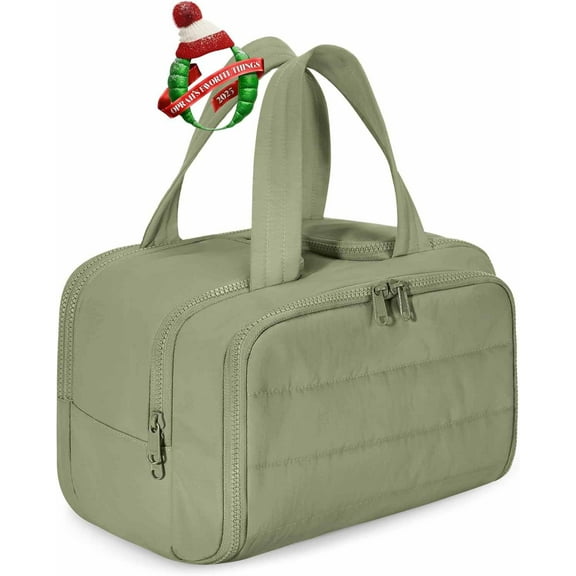 BAGSMART Travel Toiletry Bag, Lightweight Large Wide-open Travel Bag for Women, Puffy Cosmetic Makeup Bag Organizer with Handle for Accessories,Essentials, Toiletries, Dark Pink