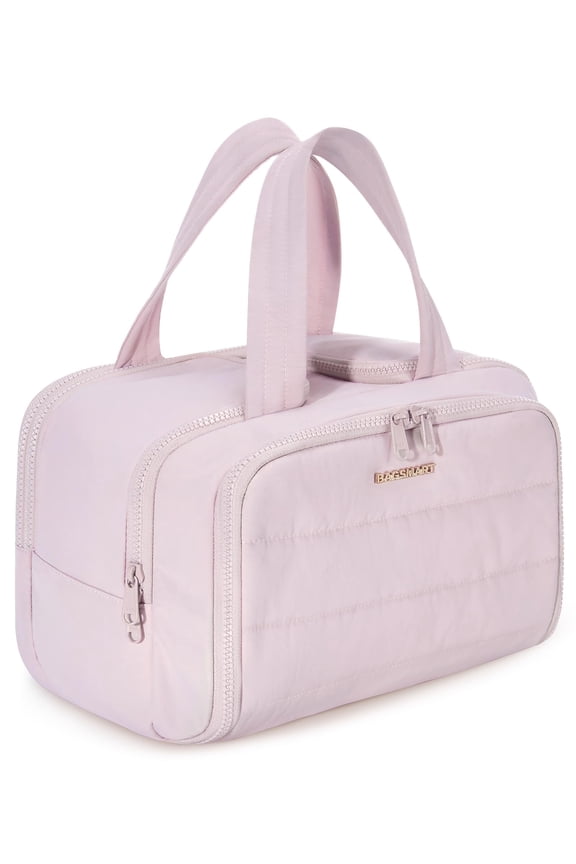 Crush Toiletry Bag for Travel, Lightweight Large Wide-open Travel Bag for Women, Puffy Cosmetic Makeup Bag Organizer with Handle for Accessories,Essentials, Toiletries, Pink