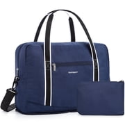 BAGSMART Expandable Travel Duffel Bag for Airline 18x14x8, Foldable Weekend Overnight Bag Tote Carry on Luggage, Unisex, Blue