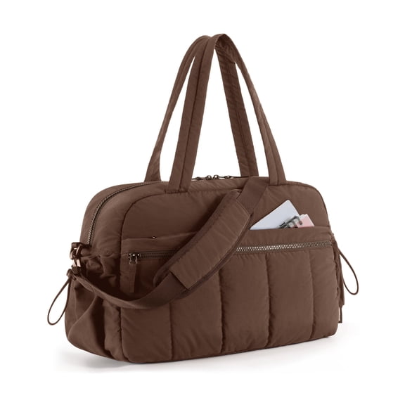 BAGSMART Travel Duffel Bag, Gym Bag for Women with Wet Pocket, Carry on Weekender Bags for Women, Water Resistant Workout Bag Sports Gym, Chocolate