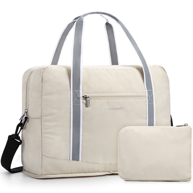 bagsmart travel duffel bag Gym for Women, Personal Item Bag Puffer Duffle Bag, Weekender Overnight Bag Carry On Tote Bag for Travel, Camel 4 day getaways BAGSMART 48L Puffer Carry On