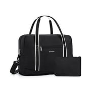 BAGSMART Expandable Travel Duffel Bag for Airline 18x14x8, Foldable Weekend Overnight Bag Tote Carry on Luggage, Unisex, Black