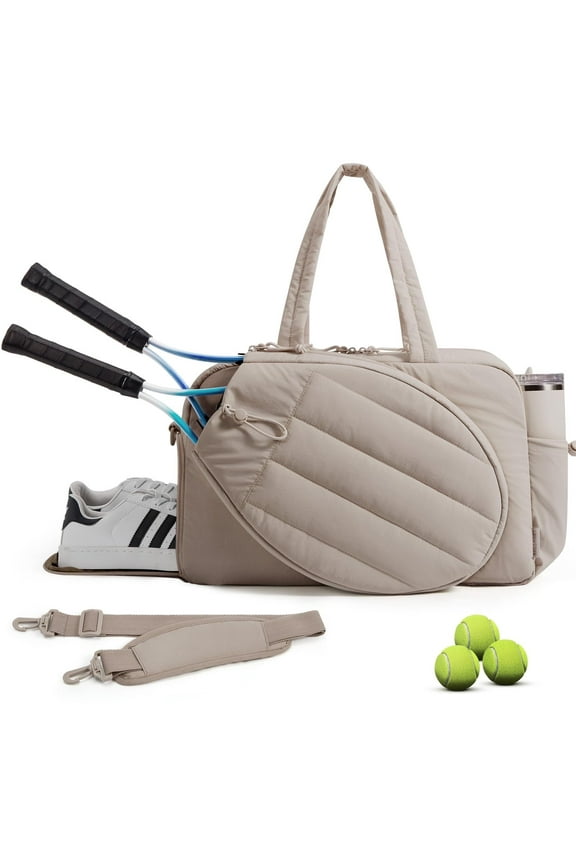 Tennis Gym Bag for Women, Tennis Bag Holds 2 Rackets with Shoe Compartment & Wet Pocket, Sports Duffle Bags fits up to 15.6" Laptop, Women Overnight Weekend Bag,Camel
