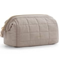 thumbnail image 1 of BAGSMART Wide-open Makeup Bag Cosmetic Pouch Organizer Travel Toiletry Bag Essentials Accessories for Women Girls, Quilted Camel, 1 of 8