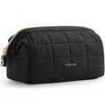thumbnail image 1 of BAGSMART Wide-open Makeup Bag Cosmetic Pouch Organizer Travel Toiletry Bag Essentials Accessories for Women, Quilted Black, 1 of 8