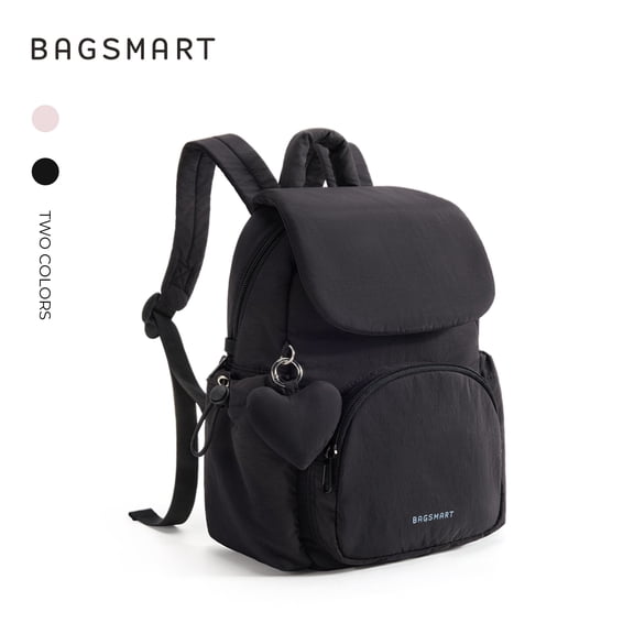 BAGSMART Women's Mini Backpack Purse, Ladies Shoulder Bag Handbag with heart decoration for Travel Casual Commute Bookbag, Black