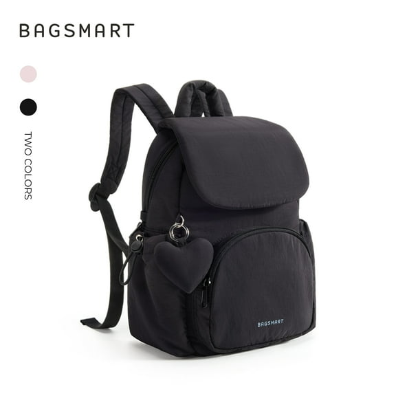 BAGSMART Women's Mini Backpack Purse, Ladies Shoulder Bag Handbag with heart decoration for Travel Casual Commute Bookbag, Black