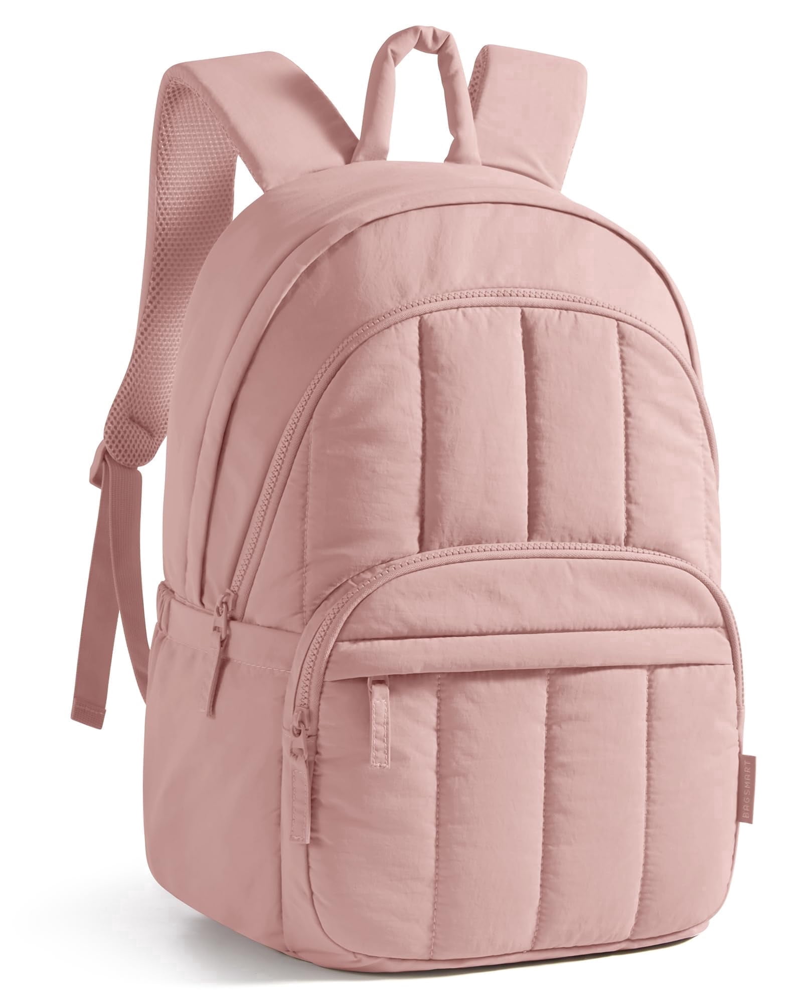 BAGSMART Lightweight Unisex Backpack, Computer Daypack for 15.6" Laptop, Water-Resistant Work Back Pack College Bookbag, Casual Commute Trip, Puffer Pink