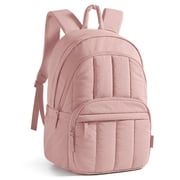 BAGSMART Lightweight Unisex Backpack, Computer Daypack for 15.6" Laptop, Water-Resistant Work Back Pack College Bookbag, Casual Commute Trip, Puffer Pink