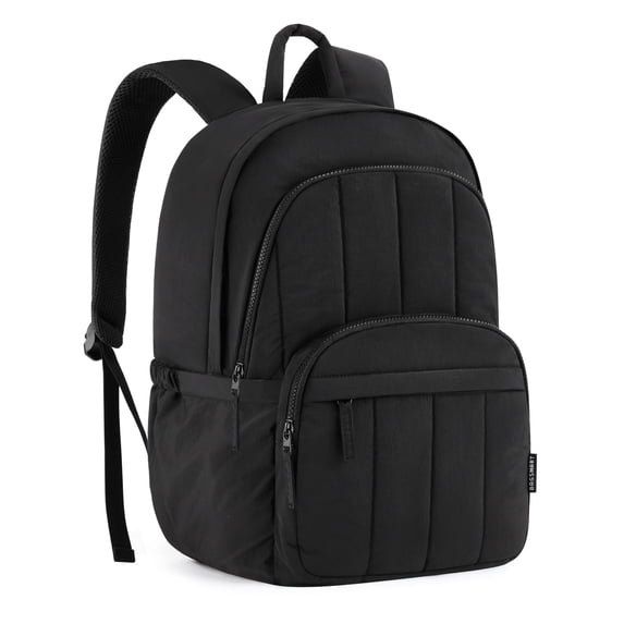 BAGSMART Lightweight Unisex Backpack, Computer Daypack for 15.6" Laptop, Water-Resistant Work Back Pack College Bookbag, Casual Commute Trip, Puffer Black