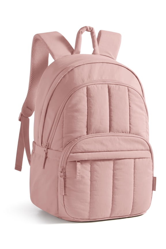 Womens Backpack Small Travel Laptop Backpack for Women, Quilted College Laptop Bookbag, Work Back Pack for Women, Cute Computer Water-Resistant Casual Daypack, Puffer Pink