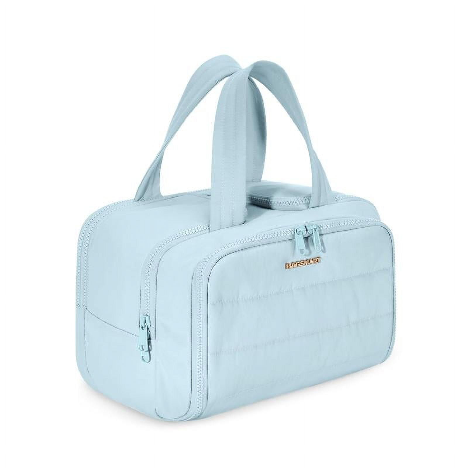 BAGSMART Zora Spacesaver 4-in-1 Puffy Multi-Functional Toiletry Bag for Women – Large Capacity Travel Organizer with 4 Compartments Outdoorfun Makeup Pouch FallFreshness