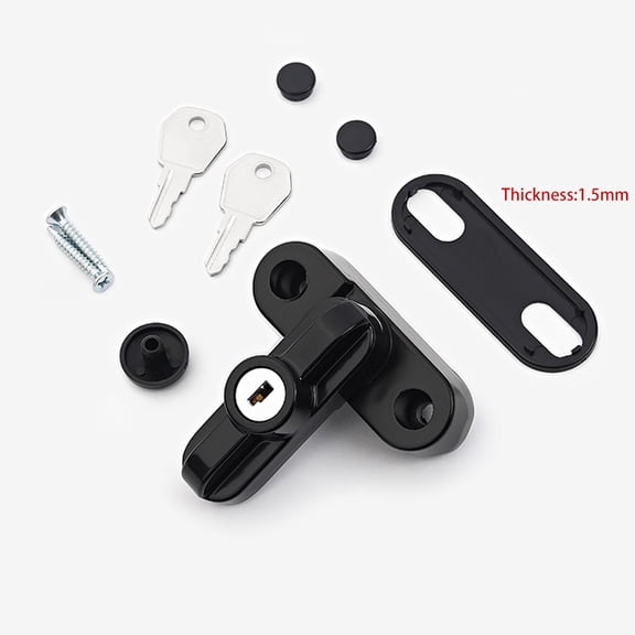 BAGUER 1 Set Safety Locks Pvc Door Sash Jammer Security Restrictor Lock with Key Household Improvement Door Hardware Replacment Lock Black