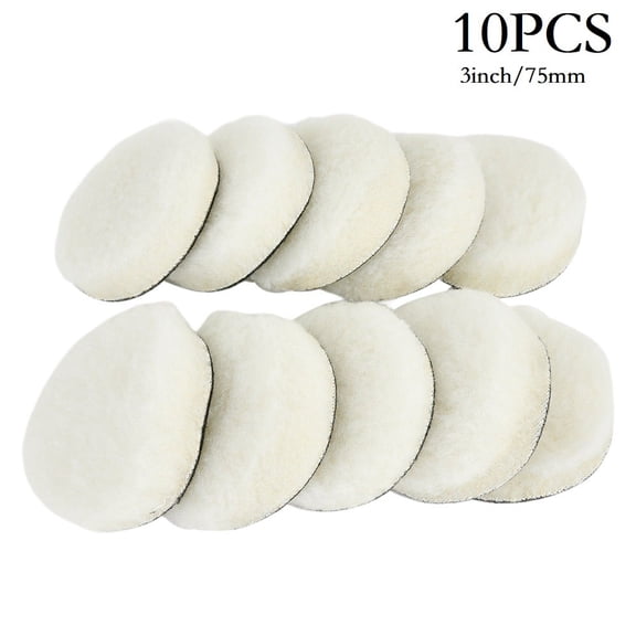 BAGUER 10Pcs 3 Inch Woolen Polishing Pads Woolen Polishing Buffer Pads Heavy Cut Pads for Car Polisher Grinding Cleaning Tools