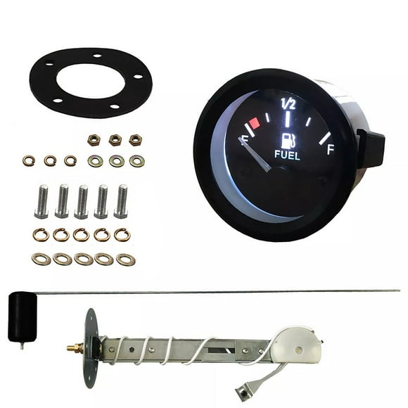 BAGUER 12V 2"52mm Car Fuel Level Gauge Meter W/Fuel Sensor E-1/2-F Pointer LED Light