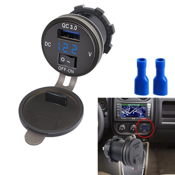 BAGUER 12V/24V Qc3.0 Usb Fast Charger Socket Outlet On&Off Switch for Car Motorcycle
