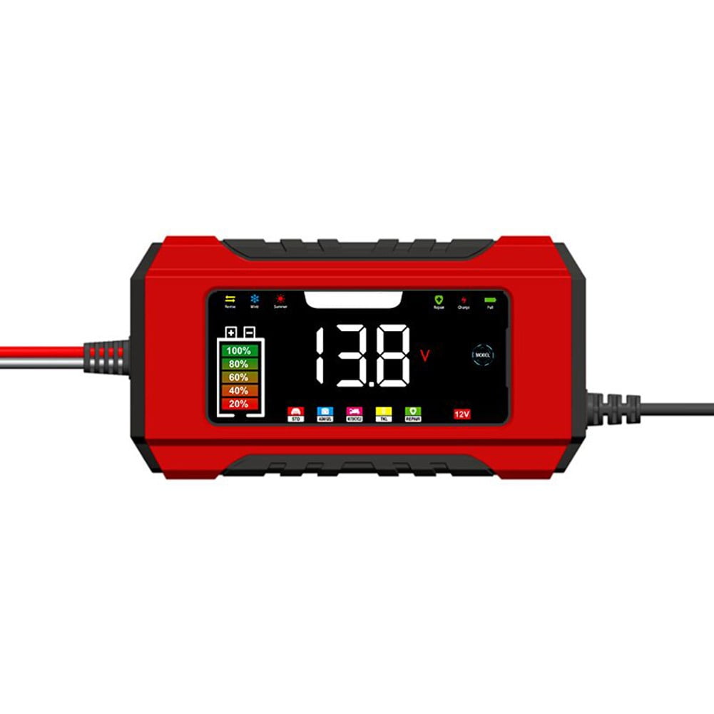 BAGUER 1Pc 6A Car Battery Charger 12V Lead-Acid Batteries Charger 9-Stage Battery Charger Abs Red Color Ac110-220V(50-60Hz)