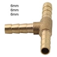 thumbnail image 1 of BAGUER 1Pc 6mm/8mm Brass 3 Way Barbed Tee Splitter Fitting Tubing Hose Connector for Water System Air Compressor 6mm, 1 of 8