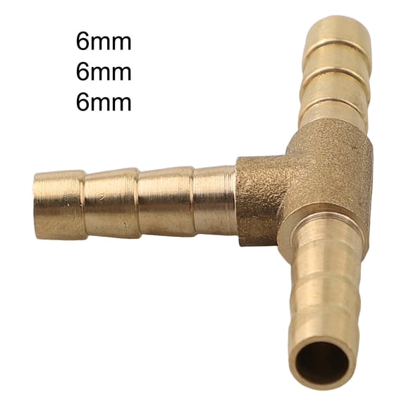 BAGUER 1Pc 6mm/8mm Brass 3 Way Barbed Tee Splitter Fitting Tubing Hose Connector for Water System Air Compressor 6mm