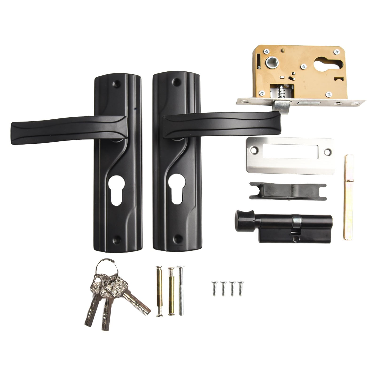 1-Piece Invisible Door Lock Set For Indoor Wooden Doors - Silent, No Handle, Black