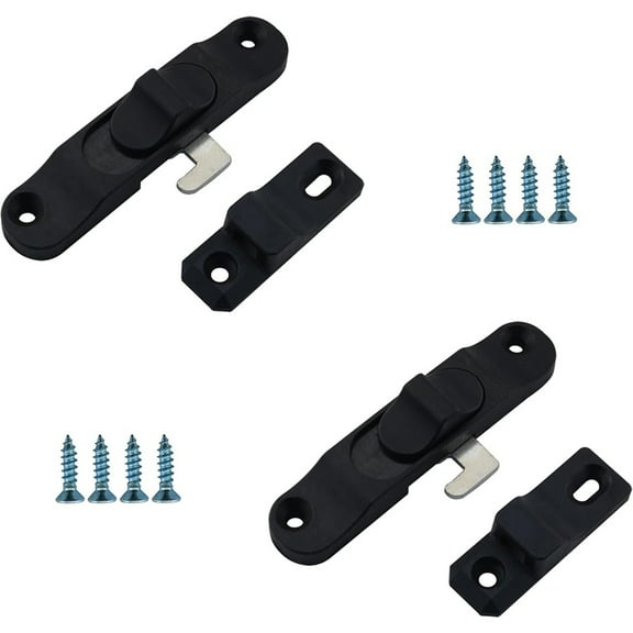 BAGUER 2 Sets Black Sash Horizontal Sliding Lock Hook Latch Screw Aluminum Sliding