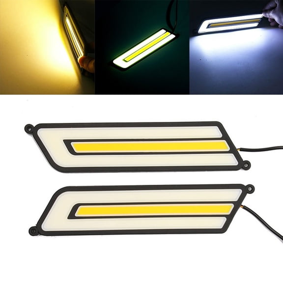 BAGUER 2X Flexible Dual Led Daytime Driving Light White Amber Lamp Car for Drl Accessories