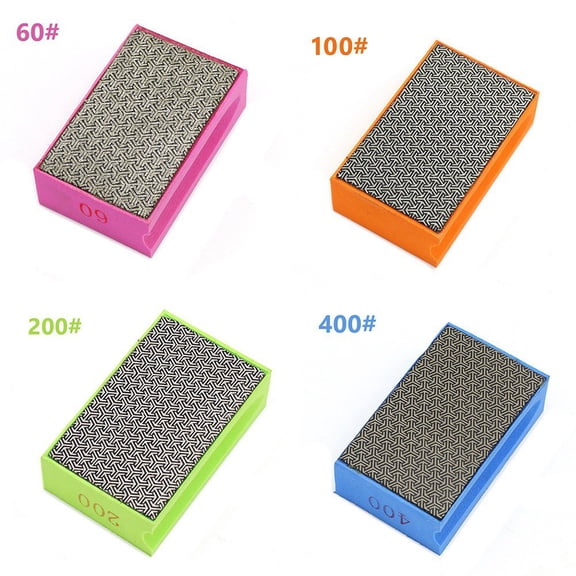BAGUER 90X55mm Diamond Polishing Hand Pad Block for Stone Polishing Tile Trimming Glass Burr Trimming Buffing Sponge Polishing Pads 4Pcs