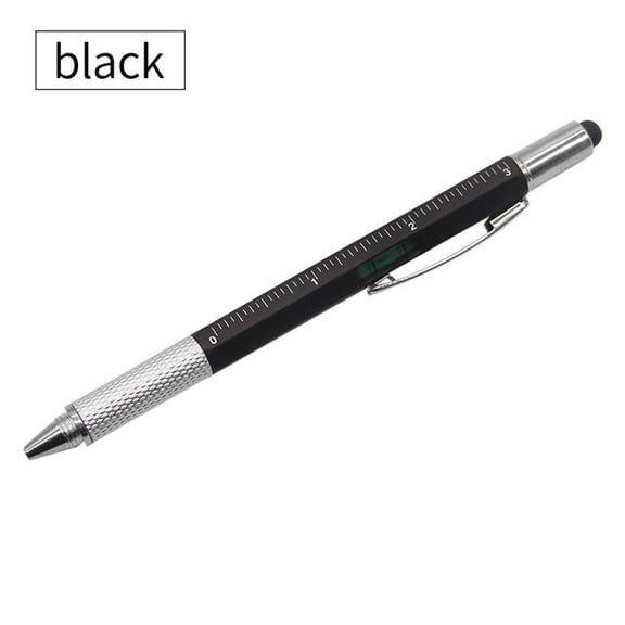 BAGUER Ballpoint Pen 7In1 Multifunctional Writing Measure Ruler Multifunctionaltoolspen Black