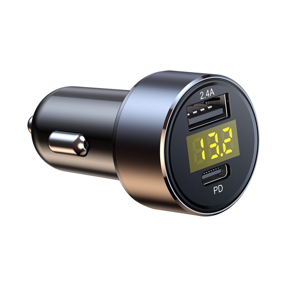 BAGUER Car Cigaret Charger Lighter LED Voltmeter 2.4A USB Type-C port charging 12/24V