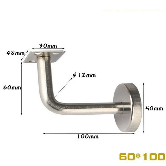 BAGUER Handrail Bracket Wall Brackets Stainless Steel Glass Balustrade Stair Wall Mounted Brackets Support Hand Rail Fixed Brackets 60 mm X 100 mm