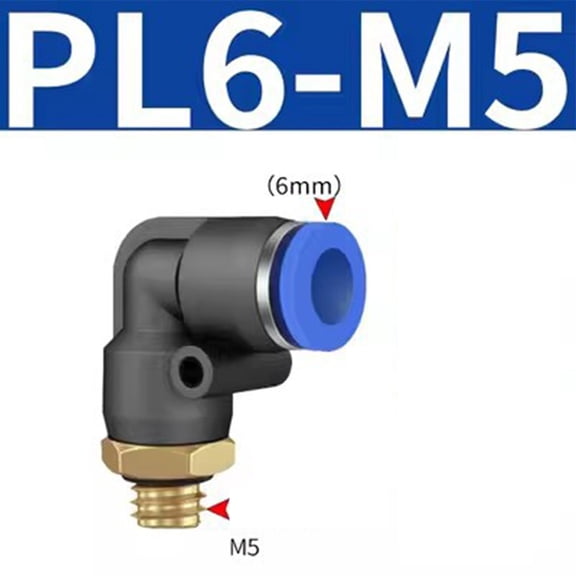 BAGUER Pneumatic Elbow Quick Connector Air Fittings Thread Elbow Adapter Pl4-16 Pl6-M5